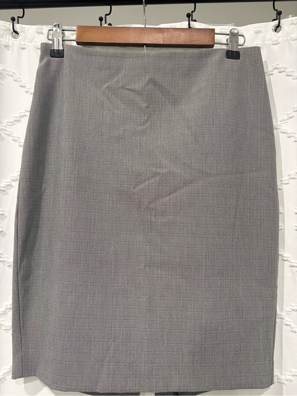 Express Gray Windowpane Pencil Skirt
